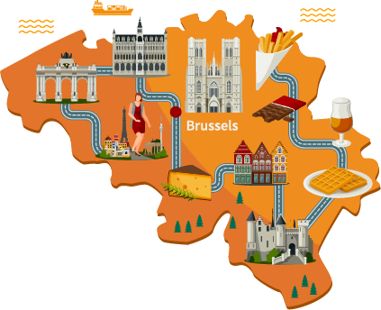 Belgium map, carte belgique, destinations en belgique, séjours linguistiques en Belgique
