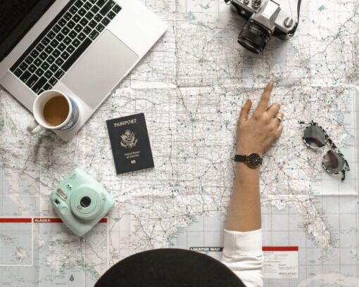 Person Pointing a Location on the Map
